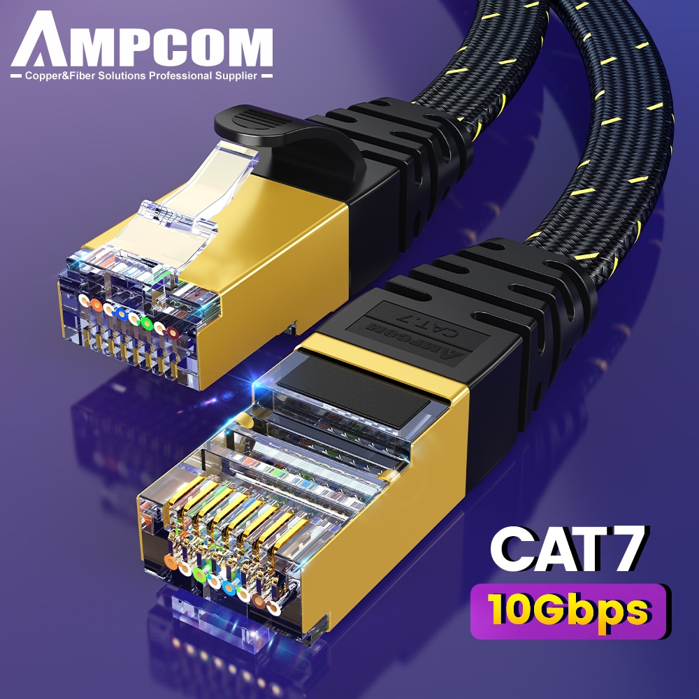 Rj45 Jack - AMPCOM CAT7 Ethernet Cable Flat Lan