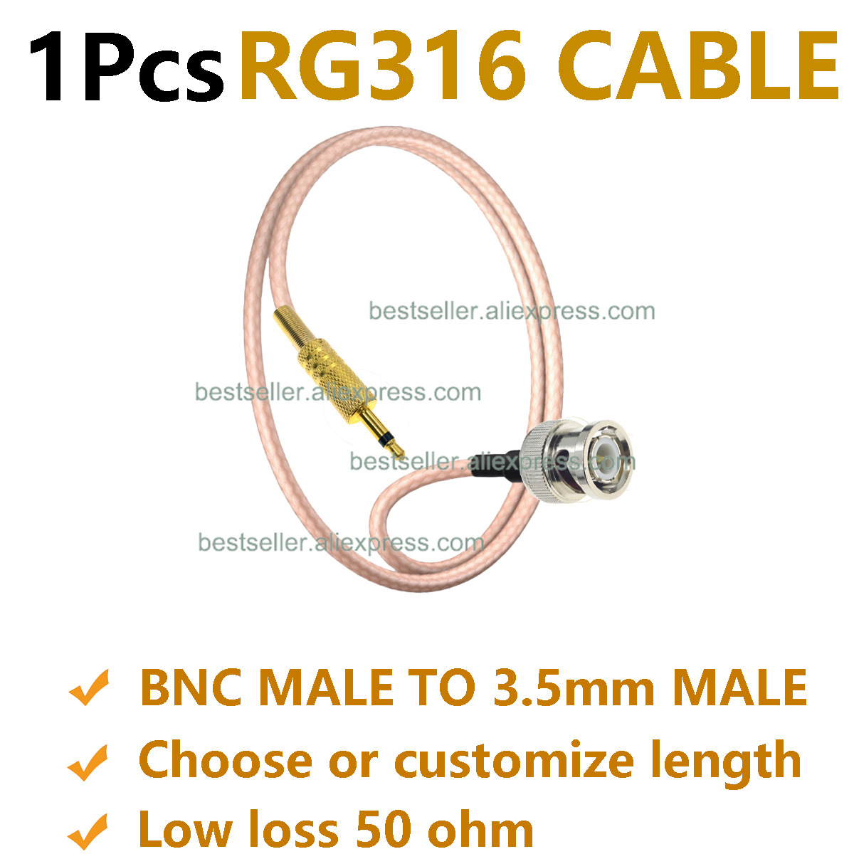 1Pcs RG316 BNC Male to 3.5mm M - Audio Jumper Wire review and price